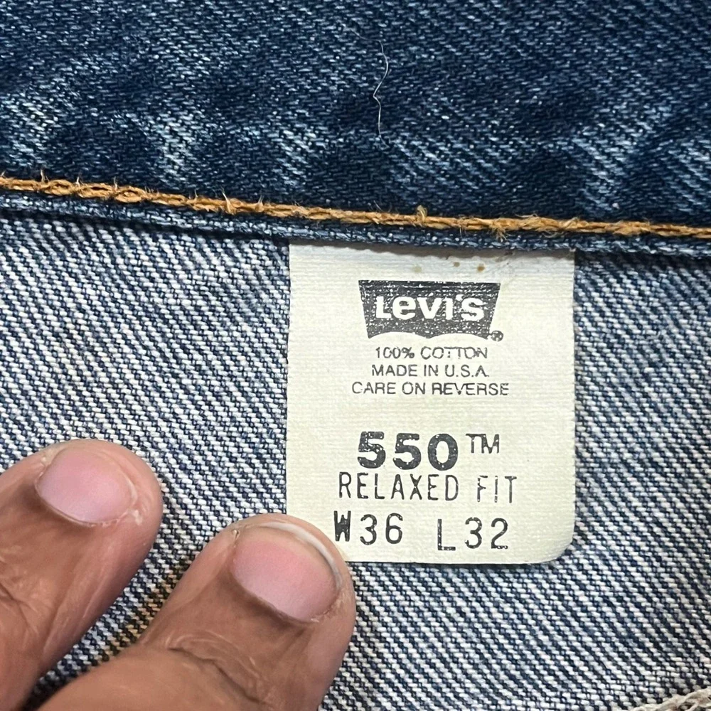 Vintage Levis 550 Mens 36x32 Blue Relaxed Fit‎ Tapered Leg Jeans Made in USA